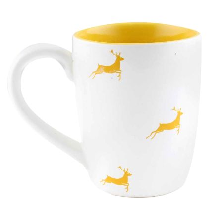 Yellow Running Deer Decorative Handcraft Ceramic Coffee Mug
